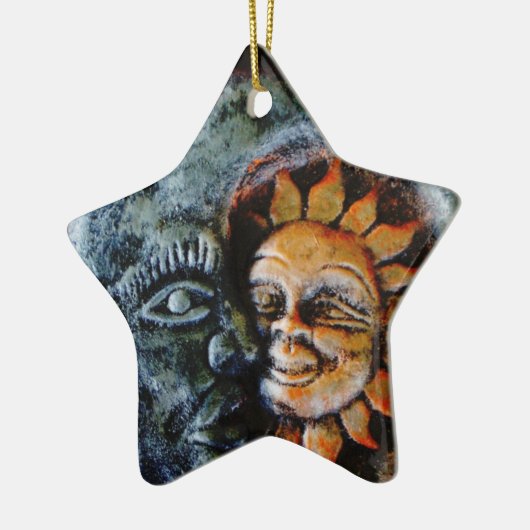 Sun und Mond-Glauben-Stern Keramikornament (Links)