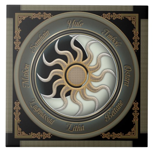 Sun und Mond-Heide-Rad Fliese (Vorderseite)