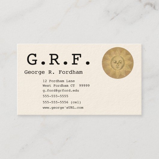 Sun und Mond-kundengerechtes Monogramm Visitenkarte (Vorderseite)