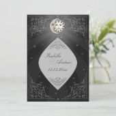 Sun und Mond-Liebe - klassische Hochzeitseinladung Einladung (Stehend Vorderseite)