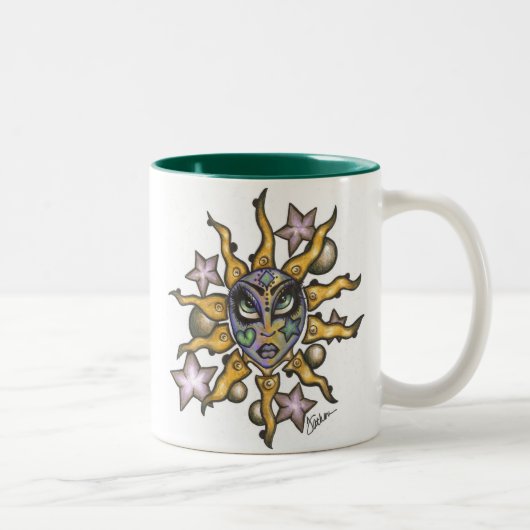 Sun und Mond-Mädchen-Türkis-Tasse Zweifarbige Tasse (Rechts)