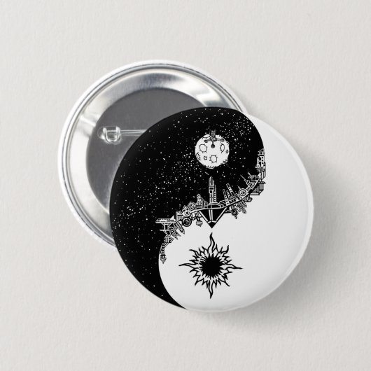 Sun und Mond Yin Yang Knopf Button (Vorne & Hinten)