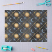 Sun- und Mondmuster auf der schwarzen Decoupage Seidenpapier (Basteln)