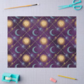 Sun- und Mondmuster auf Lila Decoupage Seidenpapier (Basteln)