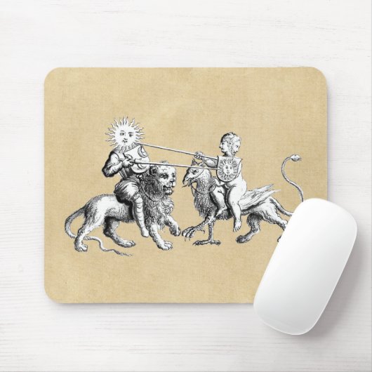 Sun- und Mondsymbole Sepia Mousepad (Mit Mouse)