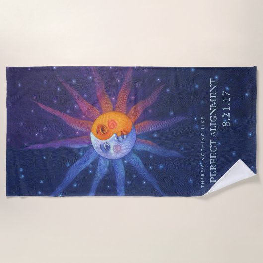 Sun und Moon Eclipse Perfect Alignment Strandtuch (Vorderseite)