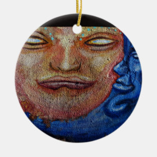 Sun und Moon Face Graffiti Keramik Ornament
