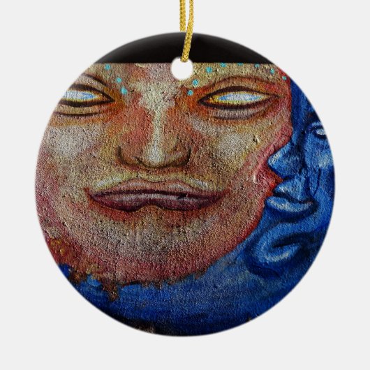Sun und Moon Face Graffiti Keramik Ornament (Vorne)