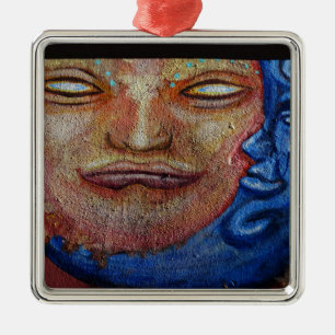 Sun und Moon Face Graffiti Silbernes Ornament