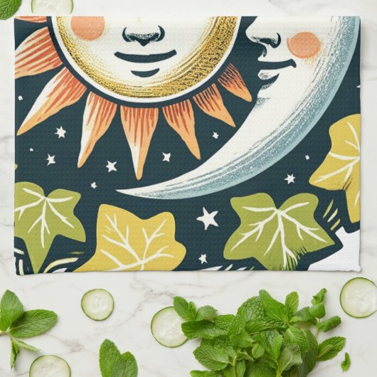 Sun und Moon Ivy Geschirrtuch (Gefaltet)