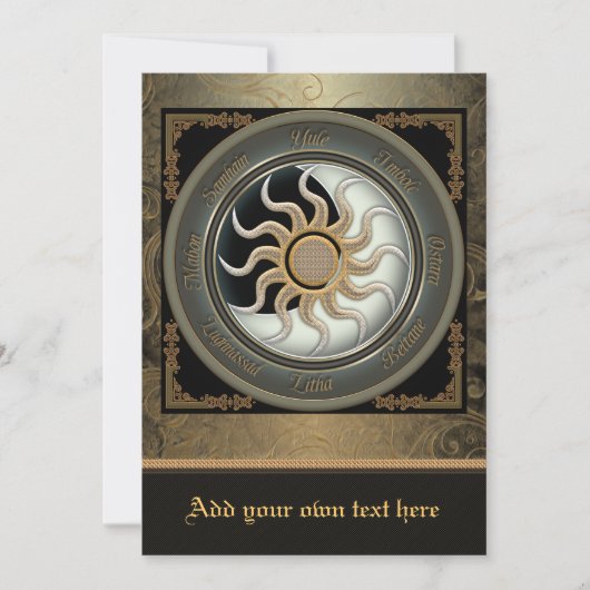 Sun und Moon Pagan Wheel Große Einladung (Vorderseite)