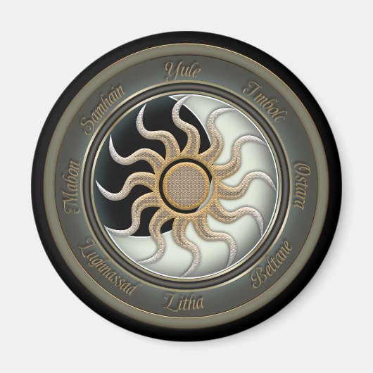 Sun und Moon Pagan Wheel Magnet (Vorne)