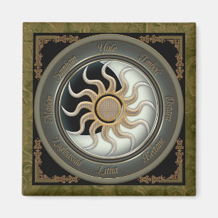 Sun und Moon Pagan Wheel Magnet
