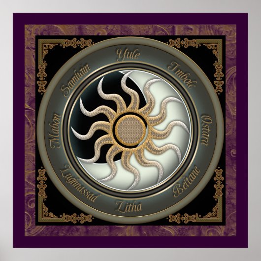Sun und Moon Pagan Wheel Poster (Vorne)