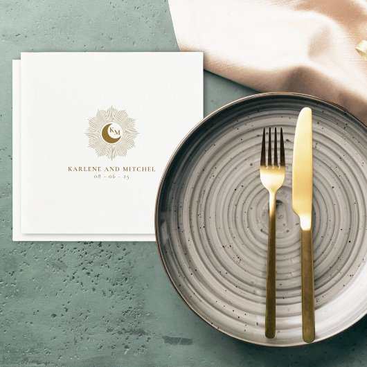 Sun und Moon Timeless Wedding Cocktail Napkins Serviette