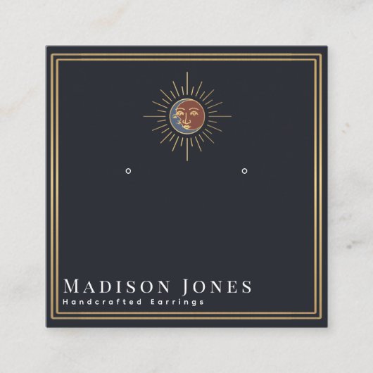 Sun und Moon Witchy Stud Earring Display Quadratische Visitenkarte (Vorderseite)