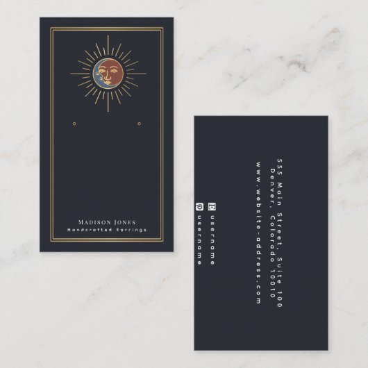 Sun und Moon Witchy Stud Earring Display Visitenkarte (Vorne/Hinten)