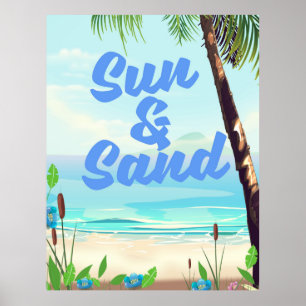 Sun und Sand inspirierend Zitat Cartoon Poster la