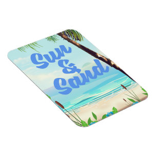 Sun und Sand inspirierende Zitat Cartoon Poster la Magnet
