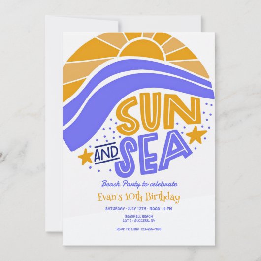 Sun und Sea Beach Party Einladung (Vorderseite)