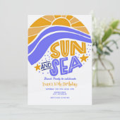 Sun und Sea Beach Party Einladung (Stehend Vorderseite)