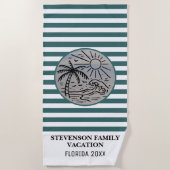 Sun- und Spaß-Familien-Ferien-Palme Striped Strandtuch (Vorderseite)