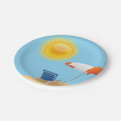 Sun und Strandschirm Pappteller (Schrägansicht)