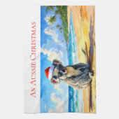 Sun und Surf Koala Weihnachtsmannmütze Ein Aussie Geschirrtuch (Vertikal)