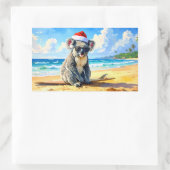 Sun und Surf Koala Weihnachtsmannmütze Ein Aussie Rechteckiger Aufkleber (Tasche)