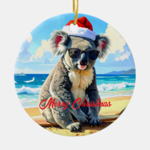 Sun und Surf Koala Weihnachtsmannmütze Keramik Ornament