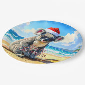 Sun und Surf Koala Weihnachtsmannmütze Pappteller (Schrägansicht)