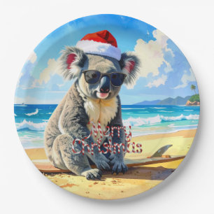 Sun und Surf Koala Weihnachtsmannmütze Pappteller