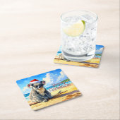 Sun und Surf Koala Weihnachtsmannmütze Rechteckiger Pappuntersetzer (Vor Ort)