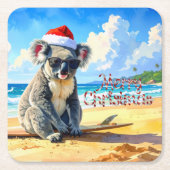 Sun und Surf Koala Weihnachtsmannmütze Rechteckiger Pappuntersetzer (Vorderseite)