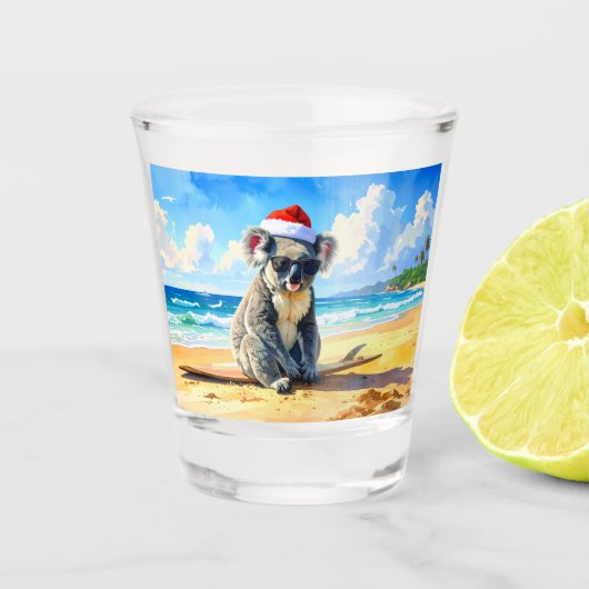 Sun und Surf Koala Weihnachtsmannmütze Schnapsglas (Vorderseite)
