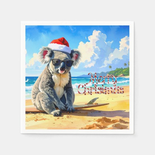 Sun und Surf Koala Weihnachtsmannmütze Serviette (Vorderseite)