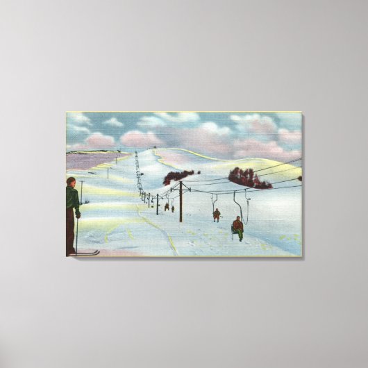 Sun Valley, ID - Sägezahnnts. Reiten Ski Leinwanddruck (Vorderseite)