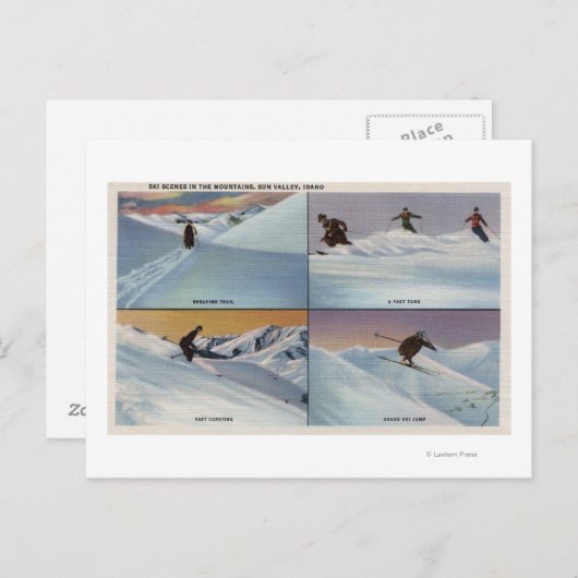 Sun Valley, ID - Ski Postkarte (Vorne/Hinten)