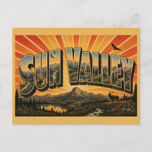 Sun Valley Idaho Bergfluss Alpensee Kunst Postkarte
