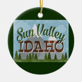 Sun Valley Idaho Fun Retro Snowy Mountains Keramik Ornament (Vorne)