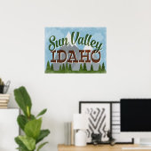 Sun Valley Idaho Fun Retro Snowy Mountains Poster (Heimbüro)