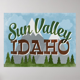 Sun Valley Idaho Fun Retro Snowy Mountains Poster