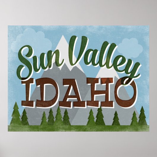 Sun Valley Idaho Fun Retro Snowy Mountains Poster (Vorne)