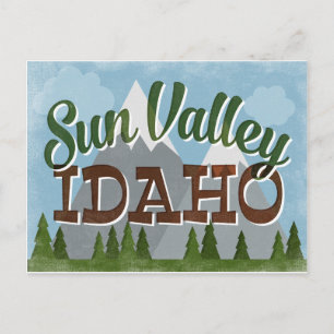 Sun Valley Idaho Fun Retro Snowy Mountains Postkarte