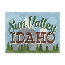 Sun Valley Idaho Fun Retro Snowy Mountains