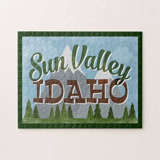 Sun Valley Idaho Fun Retro Snowy Mountains Puzzle (Horizontal)