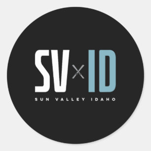 Sun Valley Idaho Grafik Ski Runder Aufkleber