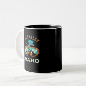 Sun Valley Idaho Retro Skifahren Snowboarden Zweifarbige Tasse (Vorderseite Links)