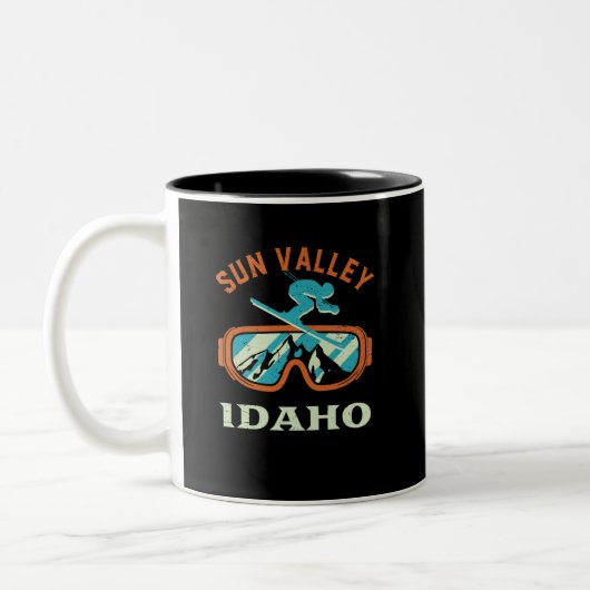 Sun Valley Idaho Retro Skifahren Snowboarden Zweifarbige Tasse (Links)