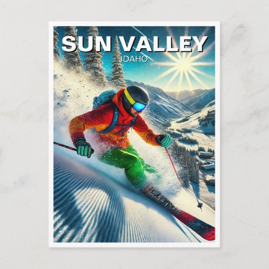 Sun Valley Idaho Skifahren Skier Postkarte (Vorderseite)